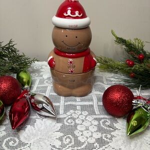 Christmas Gingerbread Man Measuring Cup Set - Red and Brown